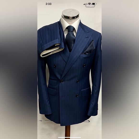 #Navy #double breasted super 180 Tombojlini #wool suit